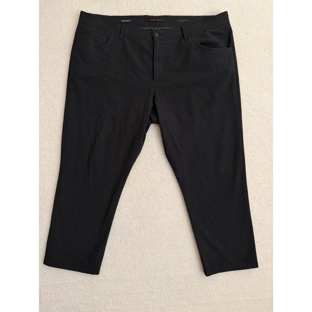 Alberto Mens 42x25 Black Ceramica Finestripe Modern Fit Chino Stretch Pants